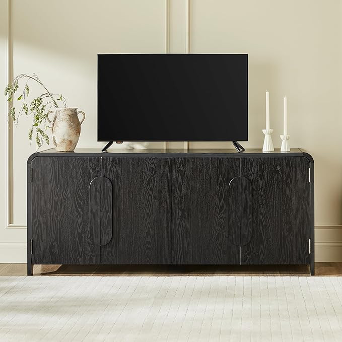 Walker Edison Chantelle Sideboard TV Stand with Storage, 70", Black | Amazon (US)