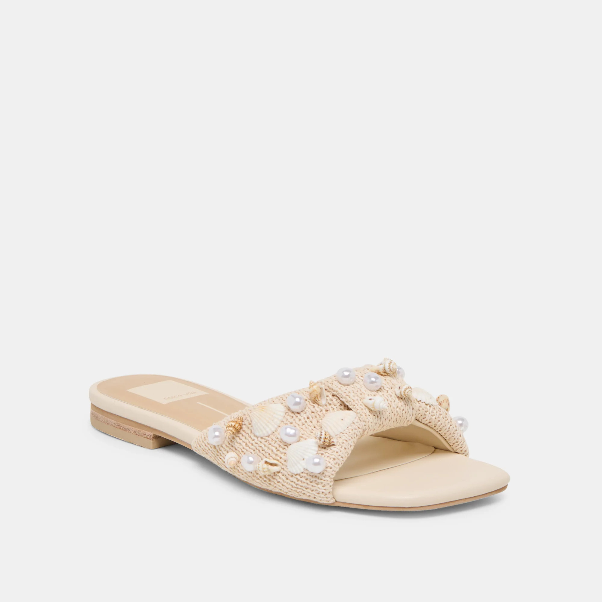 Lizza Sandals Oatmeal Beaded Raffia | DolceVita.com