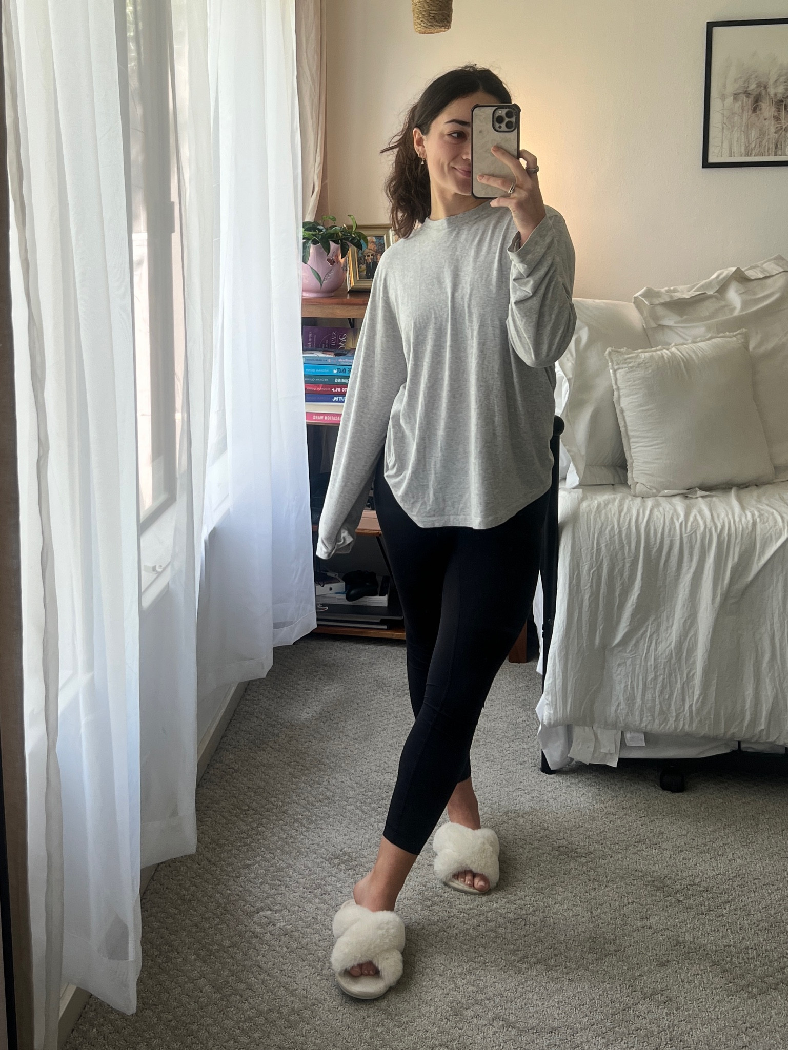 Cozy wfh ootd 🩵 skims boyfriend tees have my heart! Wearing a medium in this one. Leggings are wunder under luxtreme old from lululemon but linking similar!

#LTKhome #LTKfindsunder100 #LTKSeasonal