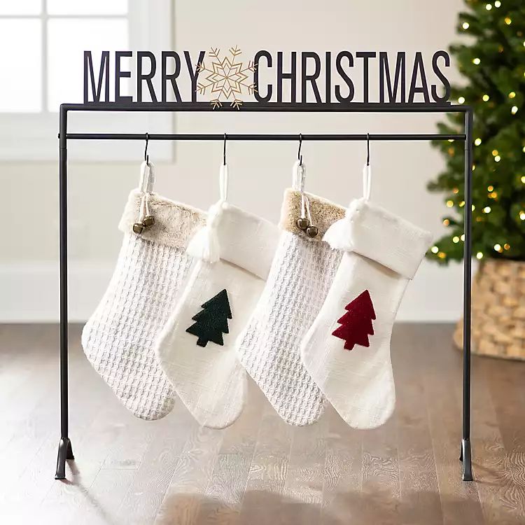 Black Merry Christmas Snowflake Stocking Holder | Kirkland's Home