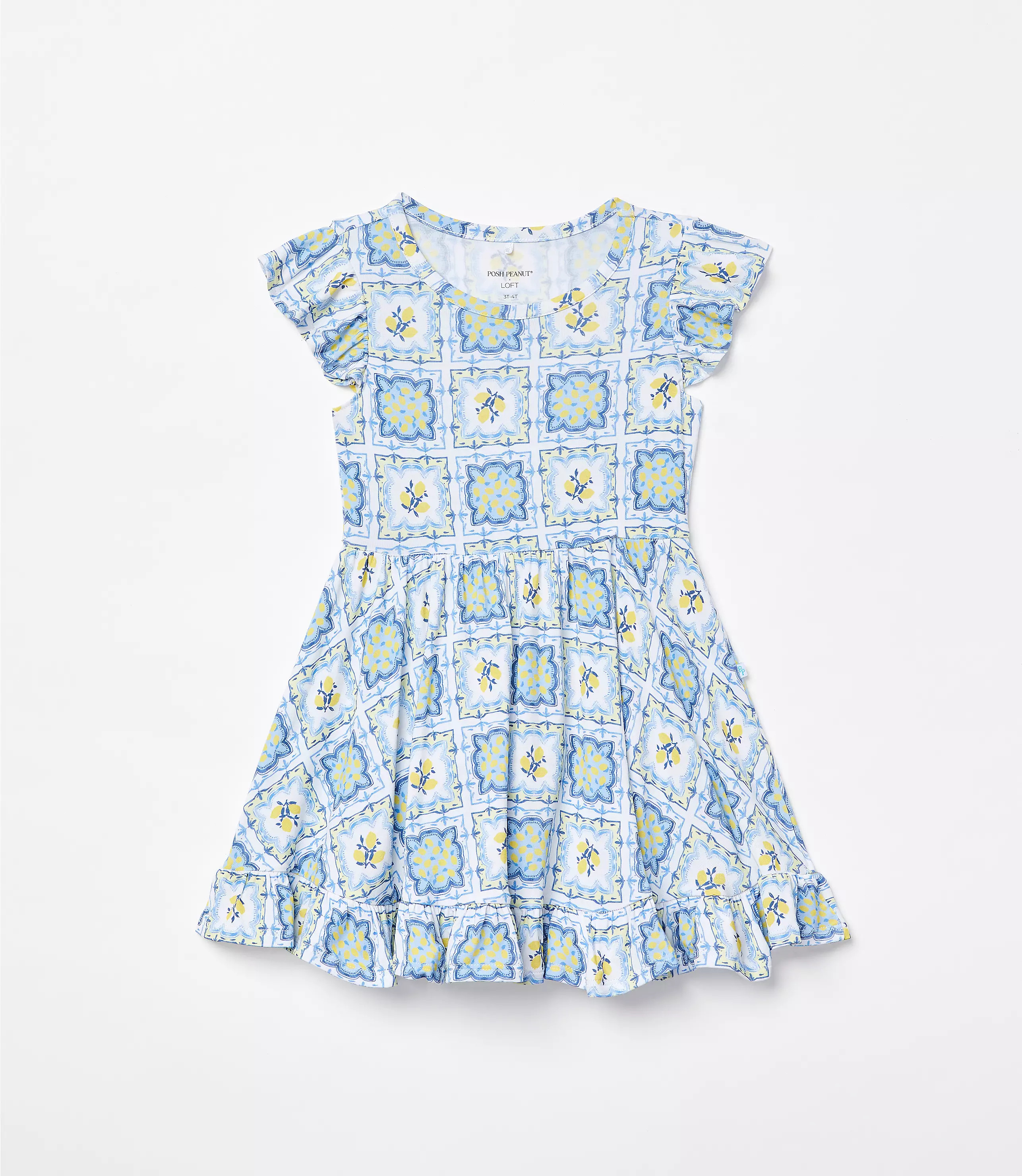 Posh Peanut X LOFT Lemon Cap Sleeve Ruffled Twirl Dress | LOFT