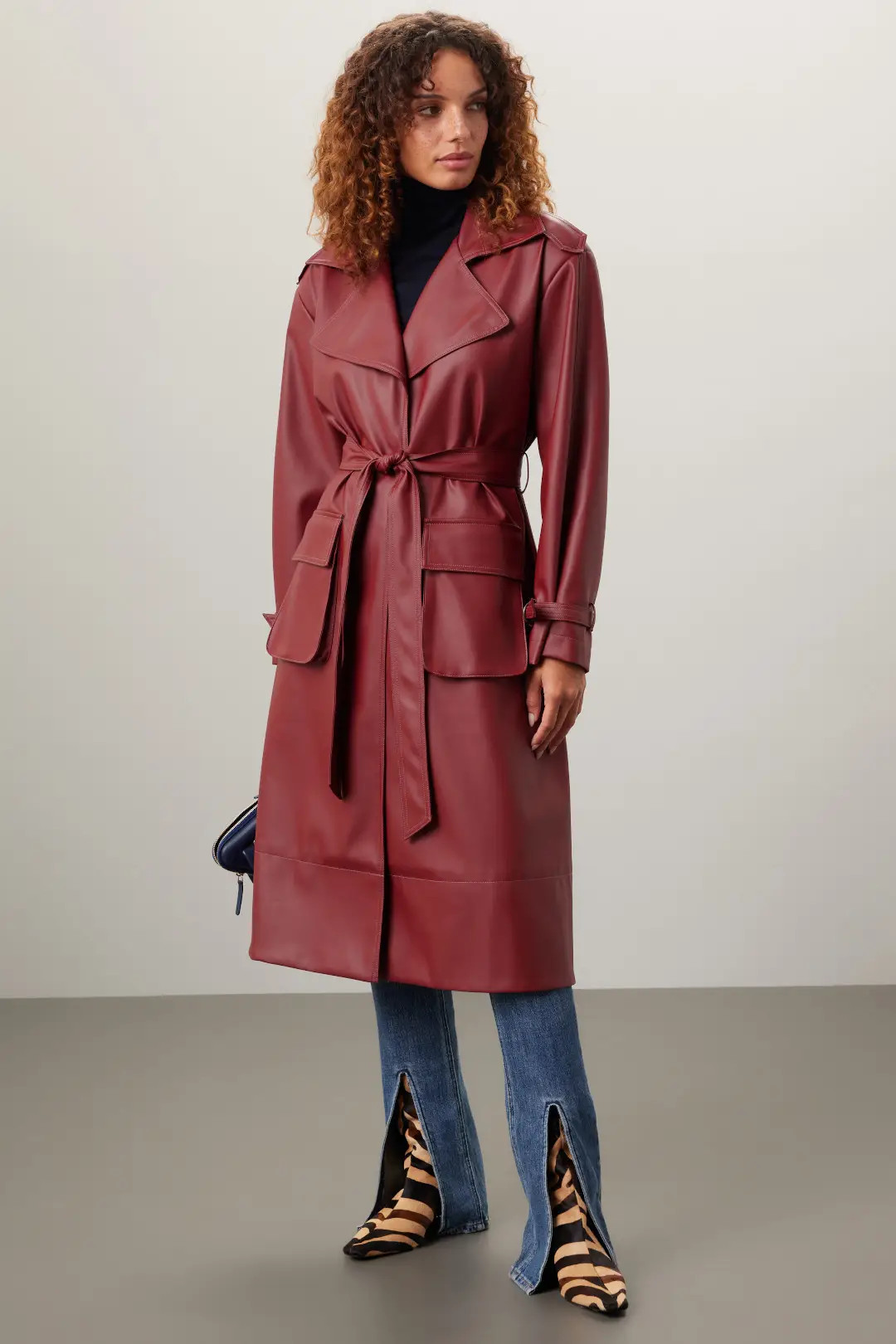 ASHLEY PARK x RTR Long Faux Leather Jacket | Rent the Runway