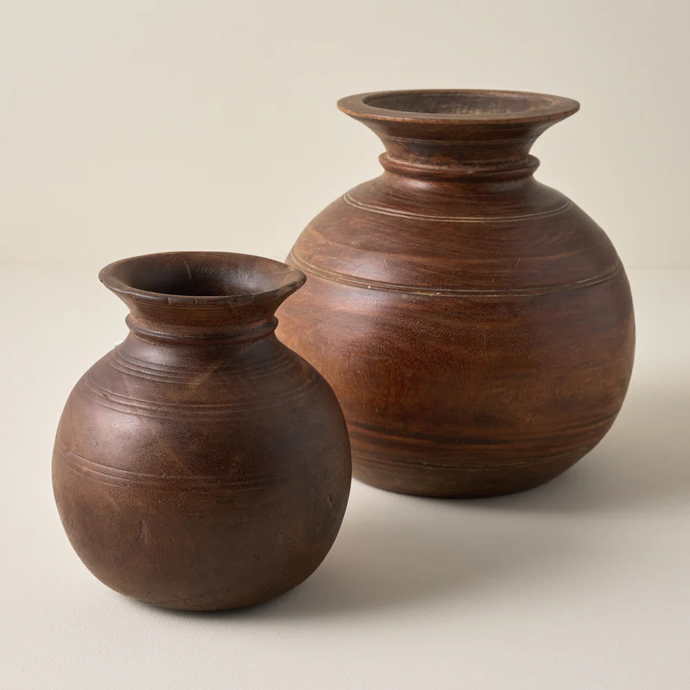 Theo Aged Wood Vase | Magnolia