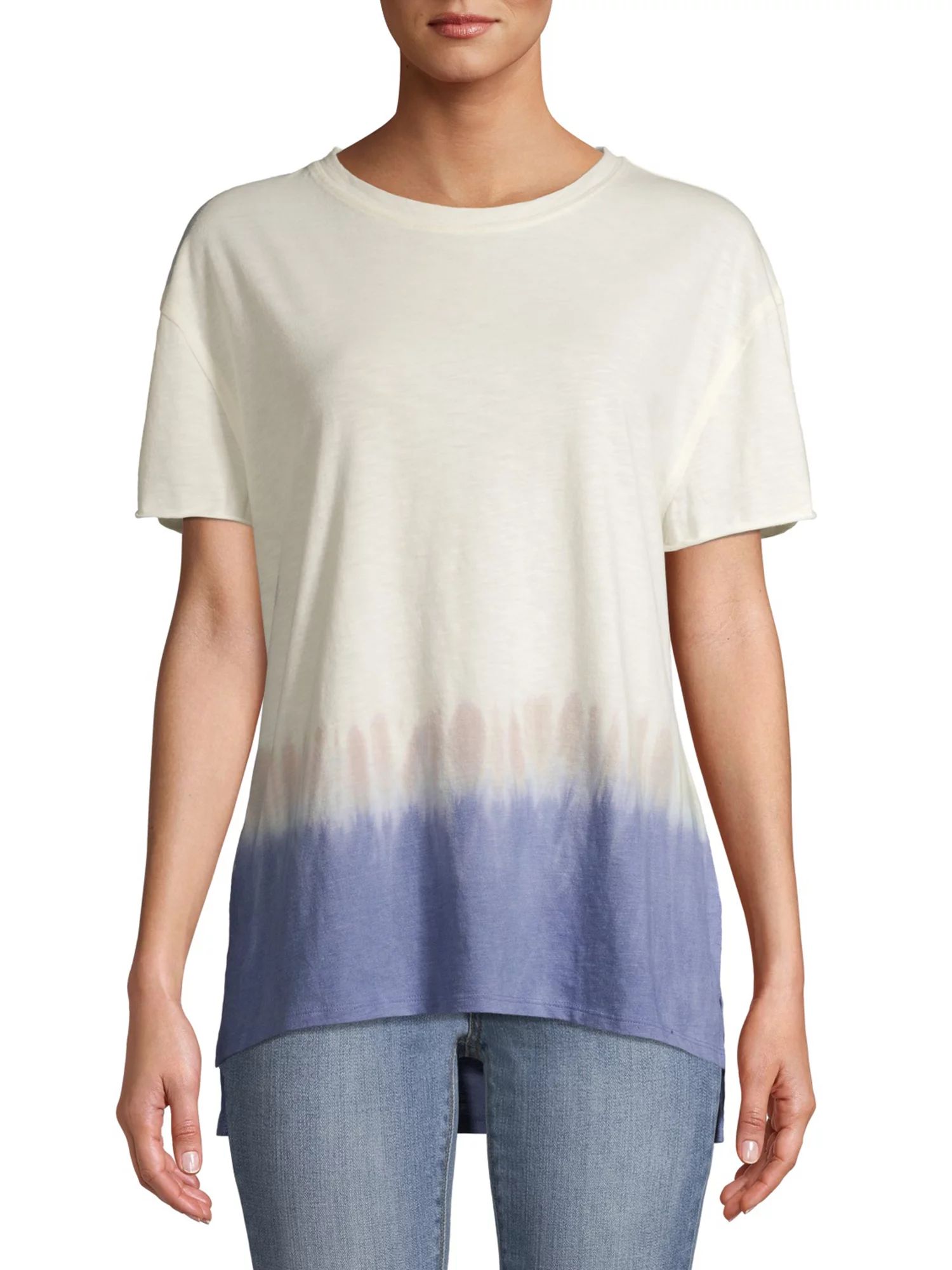 Time and Tru Women's Crewneck Vintage Dip Dye T-Shirt | Walmart (US)