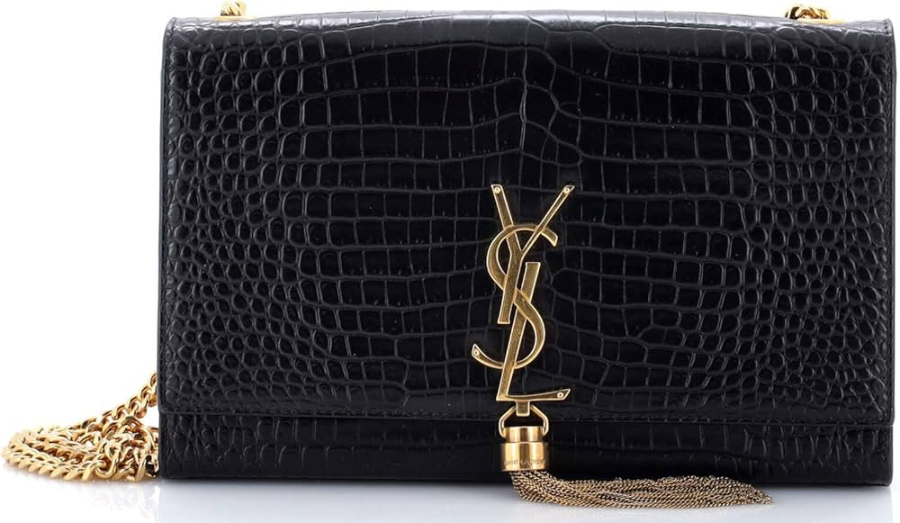 Amazon.com: Saint Laurent, Pre-Loved Classic Monogram Tassel Crossbody Bag Crocodile Embossed Lea... | Amazon (US)