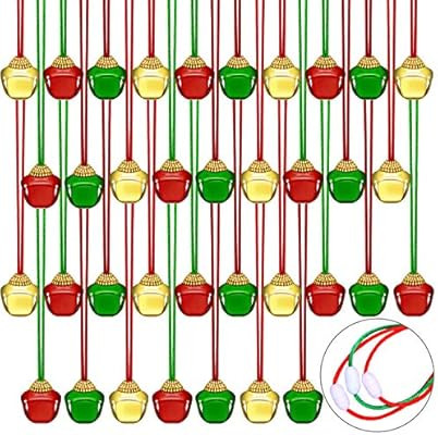 Aneco 36 Pack Christmas Bell Necklaces Holiday Jingle Bell Necklaces Toys with Safety Connect Cat... | Amazon (US)