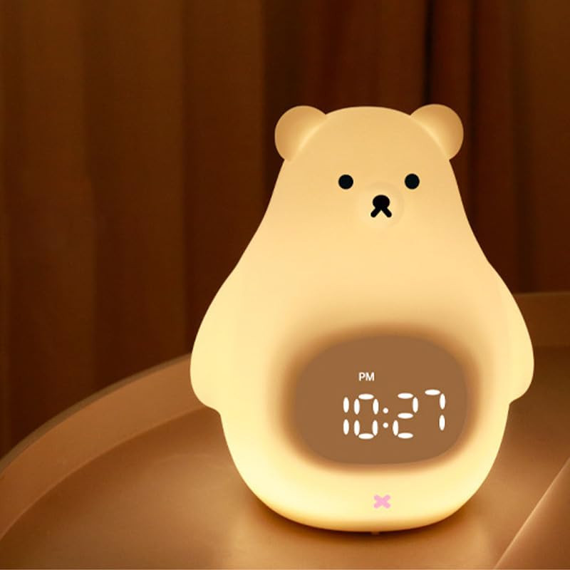 Upgrades Night Light Clock、Silicone Portable Nursery Lamp, Cute Kids Alarm Clock、 Gummy Bear ... | Amazon (US)