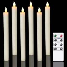 Flameless Window Taper Candles With Remote Timer Ivory LED Flickering Tapered Candles Battery Operated Set Of For Halloween Christmas Party Home Wedd | SHEIN