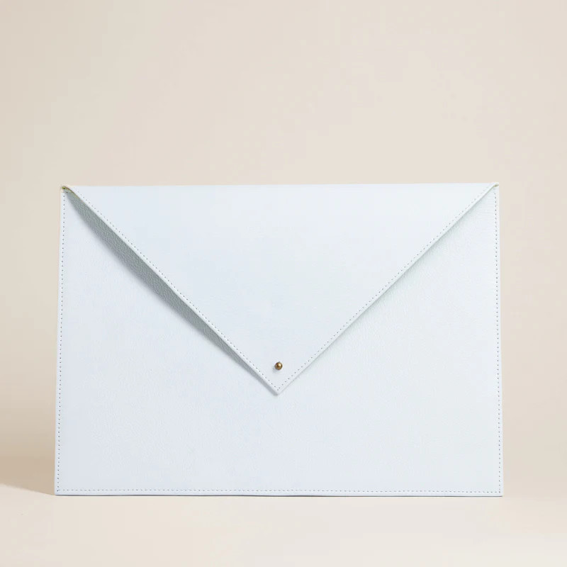 Large Envelope Pouch - Metallic White with Lime | Parker Thatch