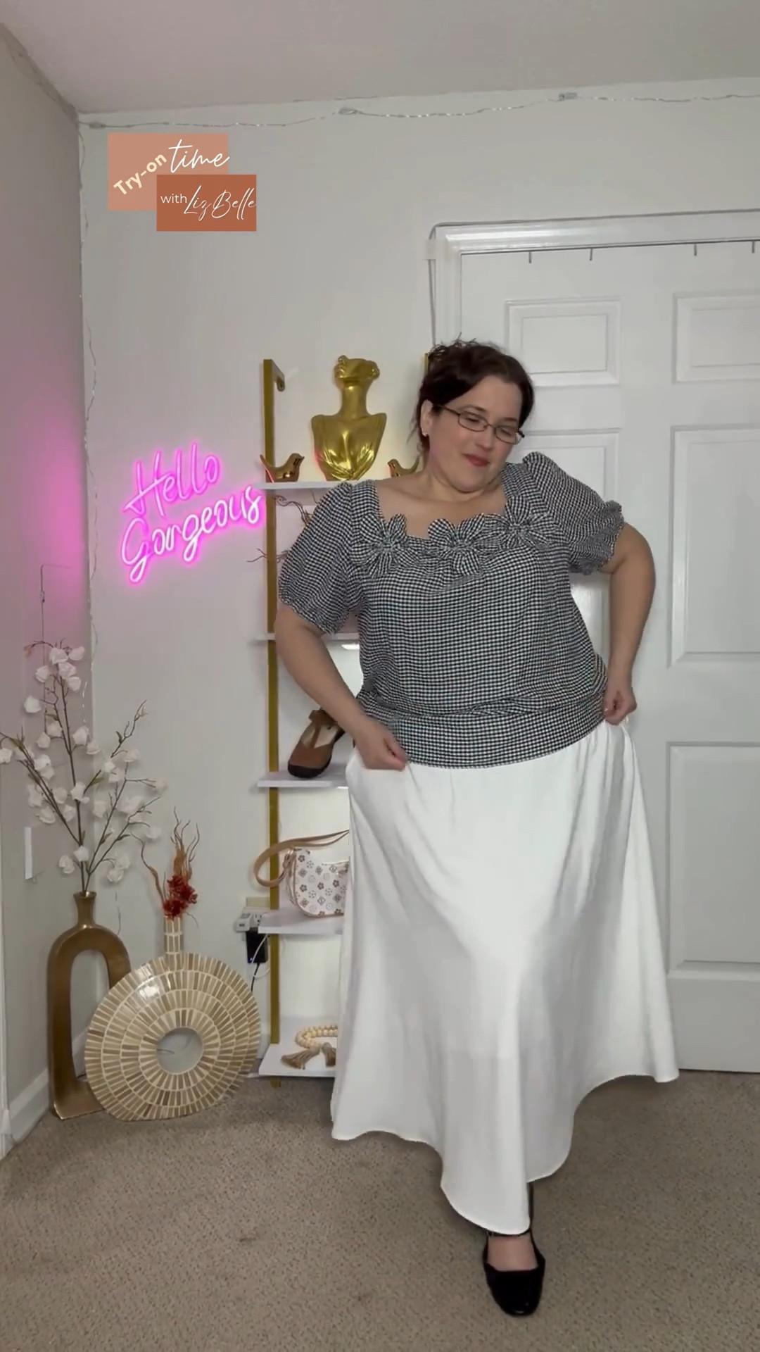 A little gingham moment for your day. 🤍🖤
This ruffled gingham top is so lightweight and feminine, and I love how effortlessly it pairs with a flowy white maxi skirt. Simple, comfortable, and perfect for spring-to-fall styling — errands, brunch, or an easy everyday look.

#ginghamtop #maxiskirtoutfit #curvystyle #ltkcurves #ltkfashion #amazonfashionfinds #everydaystyle #modestfashion #styleover30 #styleover40 #simpleoutfits

Simply Lizbelle 
• Confidence Starts Here •
 Fashion | Lifestyle l Wellness 
🛍 amazon.com/shop/lizbellem | 
🎥 YouTube @lizbellelopez | 
📱 tiktok.com/@lizbellem | 
📸 instagram.com/lizbellem | 
📌 pinterest.com/lizbellelopez | 
📘 facebook.com/lizbellem | 
💼 LTK /simplylizbelle | 
🌐 simplylizbelle.com



#LTKGiftGuide #LTKHoliday #LTKPlusSize