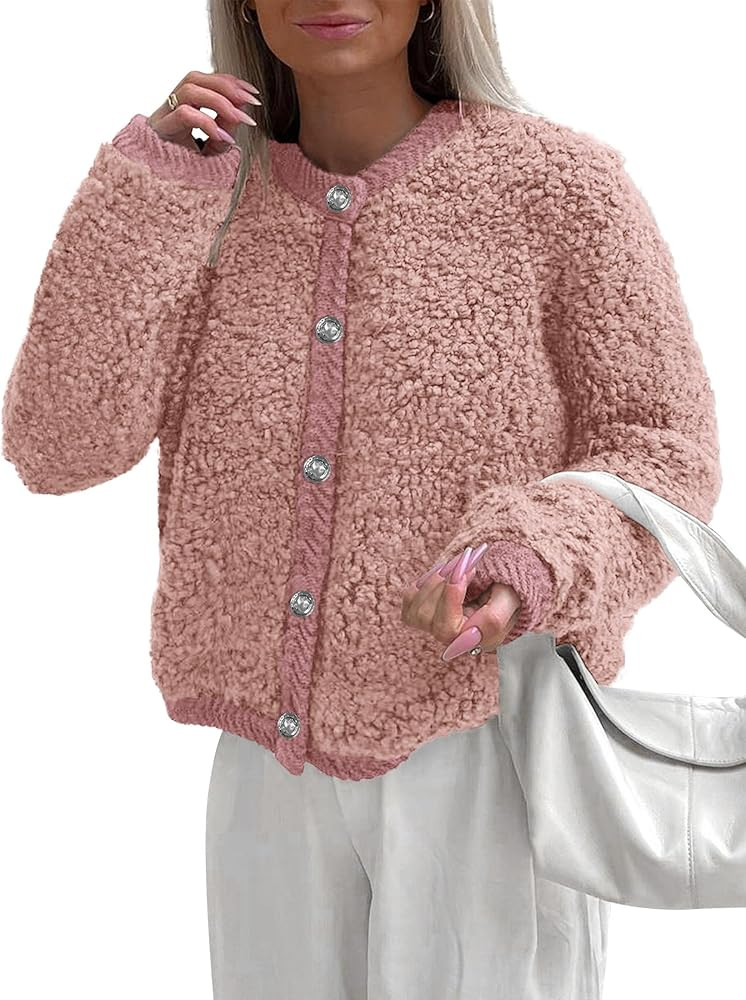 PRETTYGARDEN Women's Faux Fur Shearling Coat Fuzzy Fleece Button Up Trendy Fall Winter Cropped Ja... | Amazon (US)