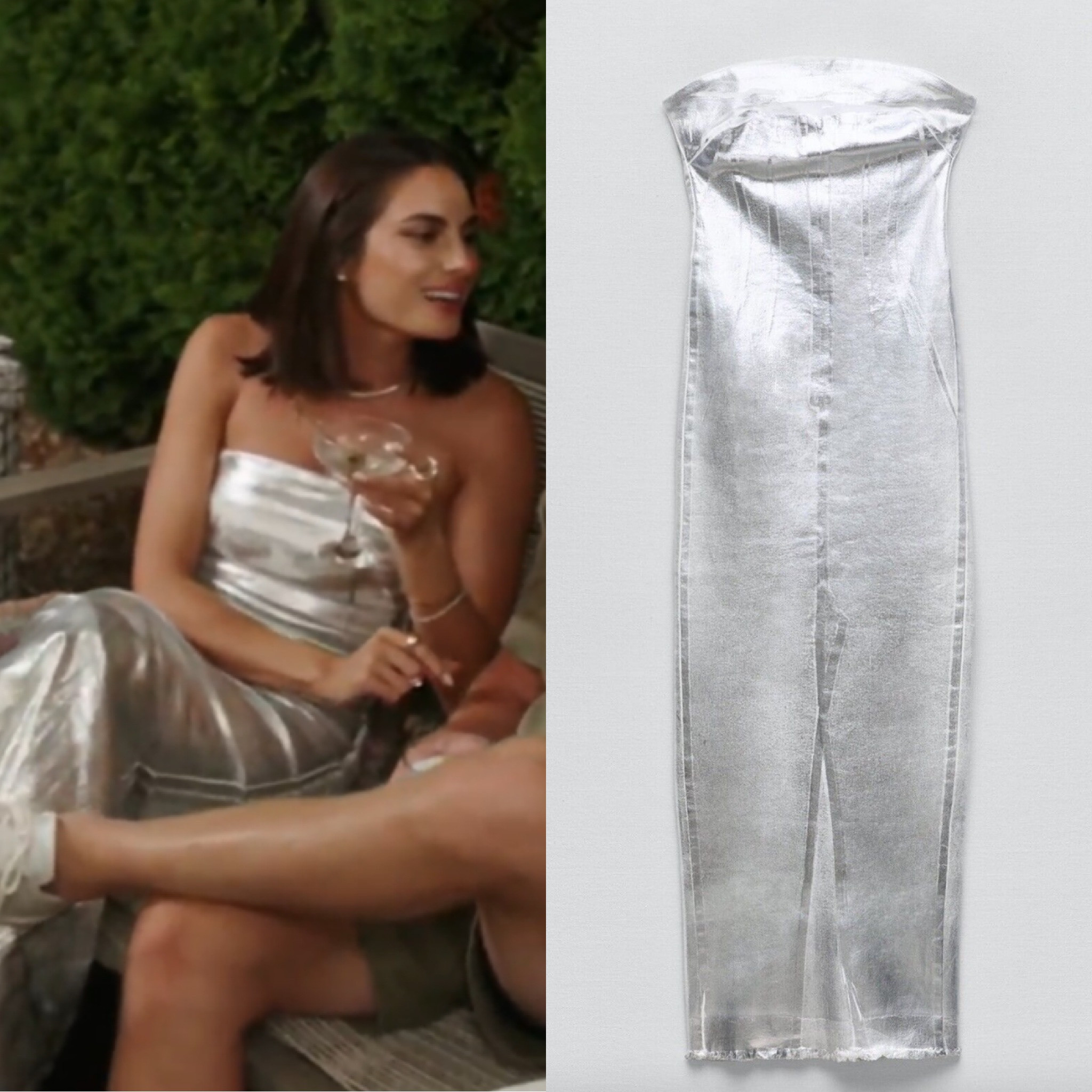 metallic strapless dress zara Zara Rhinestone Strapless Dress by Zara