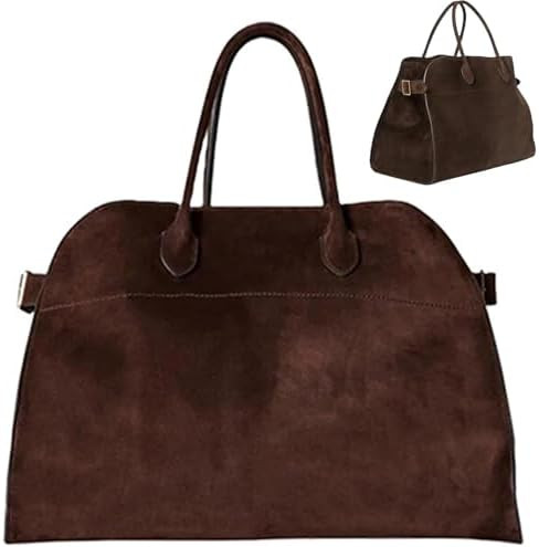 Soft Faux Suede Tote Bag for Women – Vintage Top-Handle Satchel Handbag, Large Capacity Shoulde... | Amazon (US)