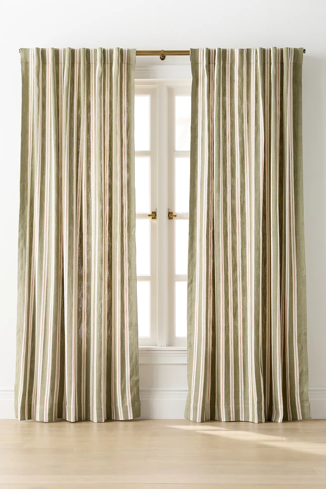 Luxe Linen Wide Stripe Blend Woven Curtain | Anthropologie (US)