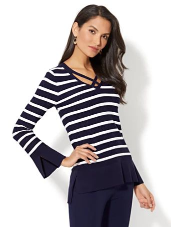 Criss-Cross Front Sweater - Stripe | New York & Company