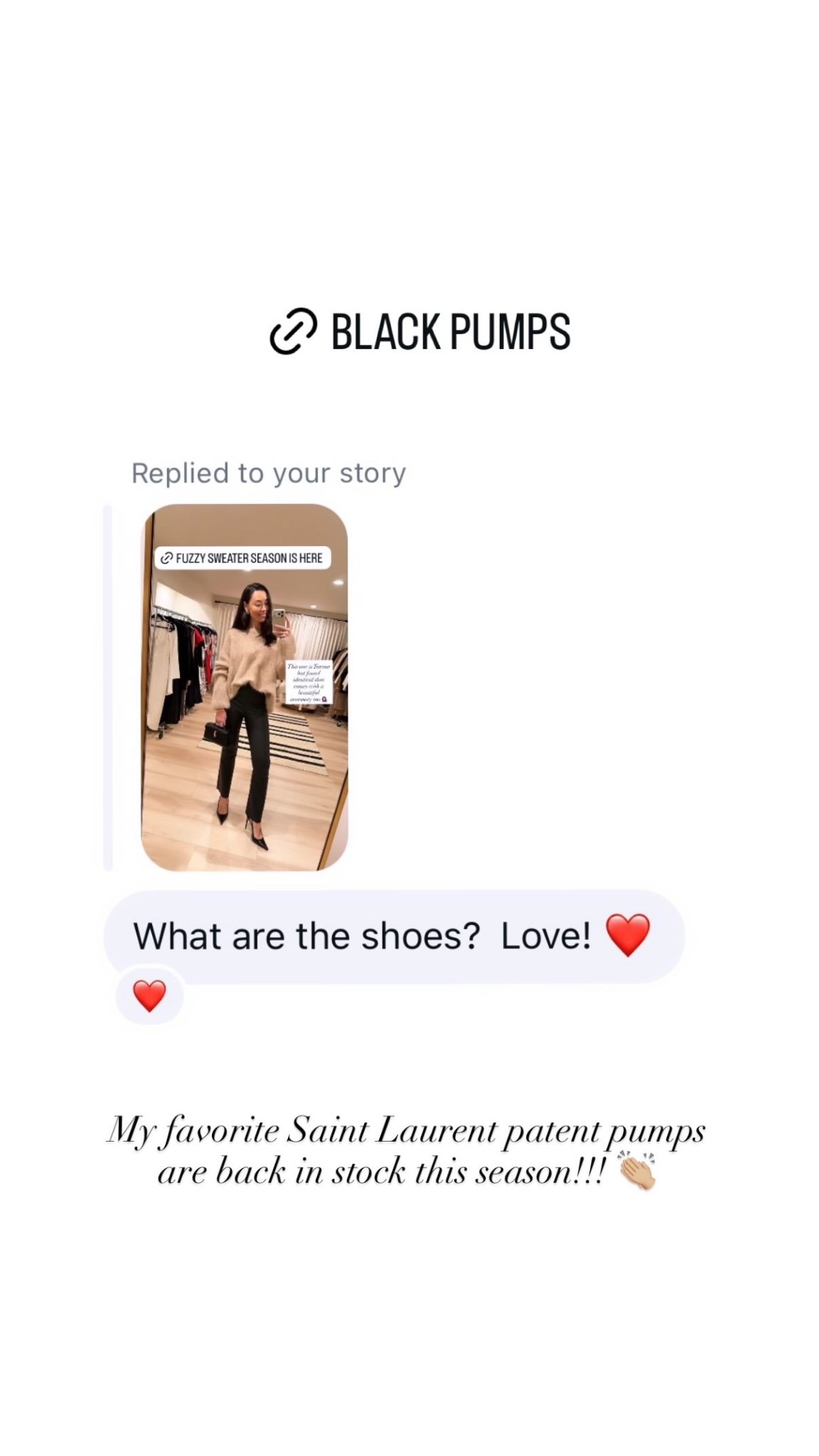 My favorite Saint Laurent patent pumps are back in stock this season!!! 👏🏼