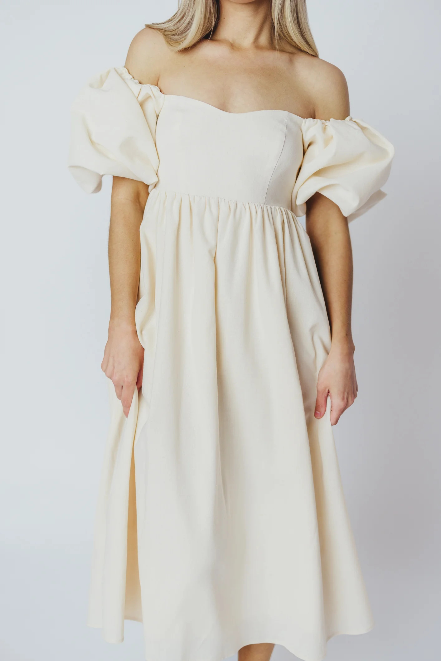 Hamilton Midi Dress in Ivory - Bump Friendly (S-XL) | Worth Collective