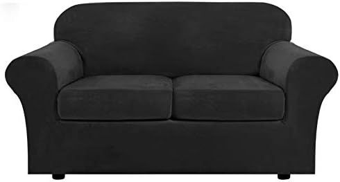 Real Velvet Plush 3 Piece Stretch Sofa Covers Couch Covers for 2 Cushion Couch Sofa Slipcovers (Base | Amazon (US)