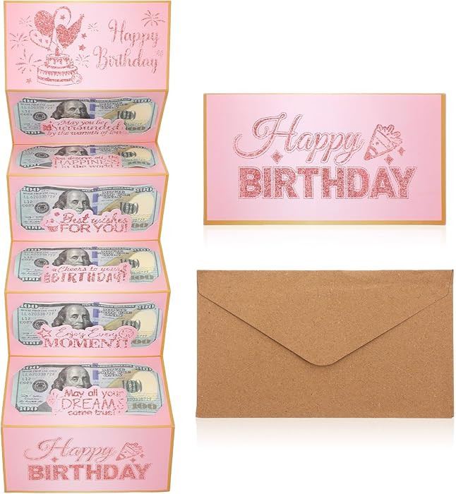 1PCS Birthday Money Envelopes for Cash Gifts, Pink Cash Gift Envelopes, Happy Birthday Money Gift... | Amazon (US)