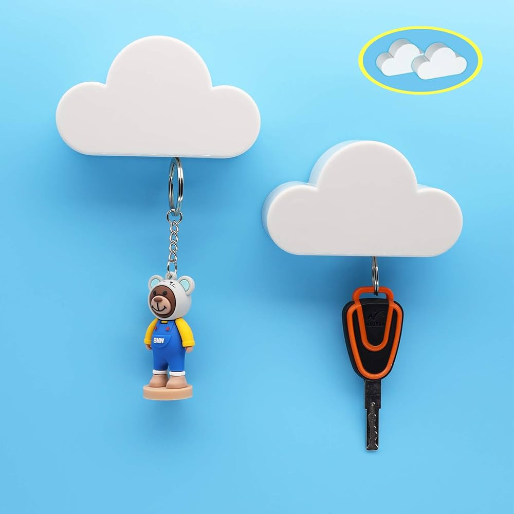 2PCS White Cloud Magnetic Key Holder for Wall, Strong Magnetic to Securely Hang Multiple Keys and... | Amazon (US)