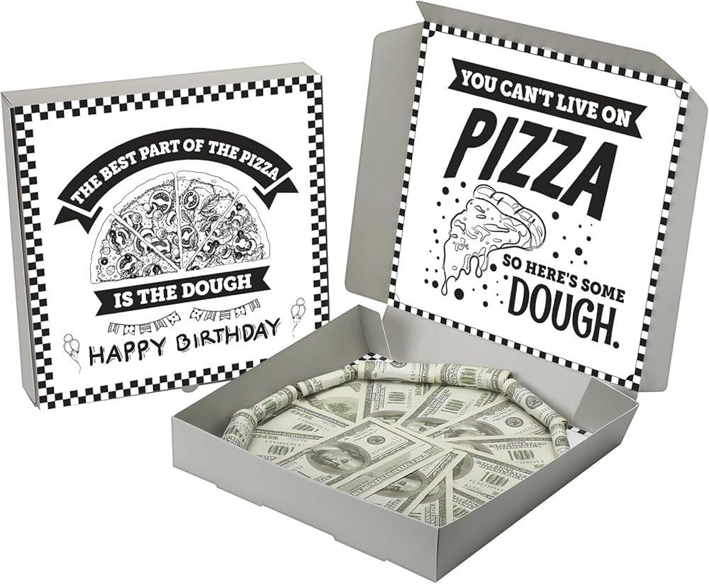 2 Pcs Money Box for Cash Birthday Money Pizza Box Gift 10 x 10 Inch Fun Pizza Gift Boxes for Surp... | Amazon (US)