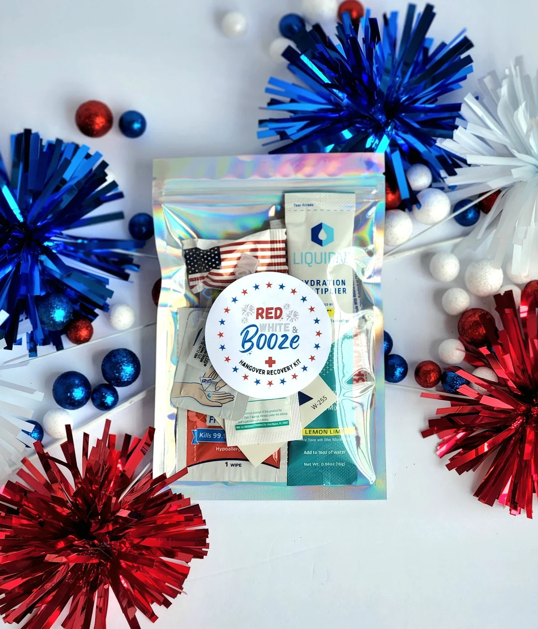 Fourth of July Favors Red White and Booze Hangover Recovery Kit 4th of July Hangover Emergency Ki... | Etsy (US)