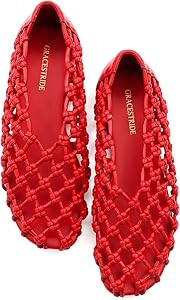 Mesh Ballet Flats for Women Faux Leather Mary Jane Shoes with Round Toe and Flat Heel for Casual ... | Amazon (US)