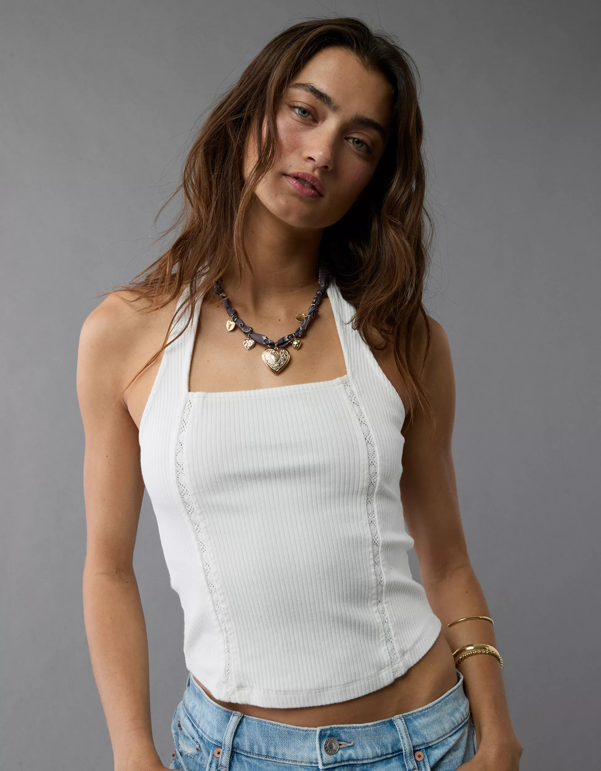 AE Lace Halter Tank Top | American Eagle Outfitters (US & CA)
