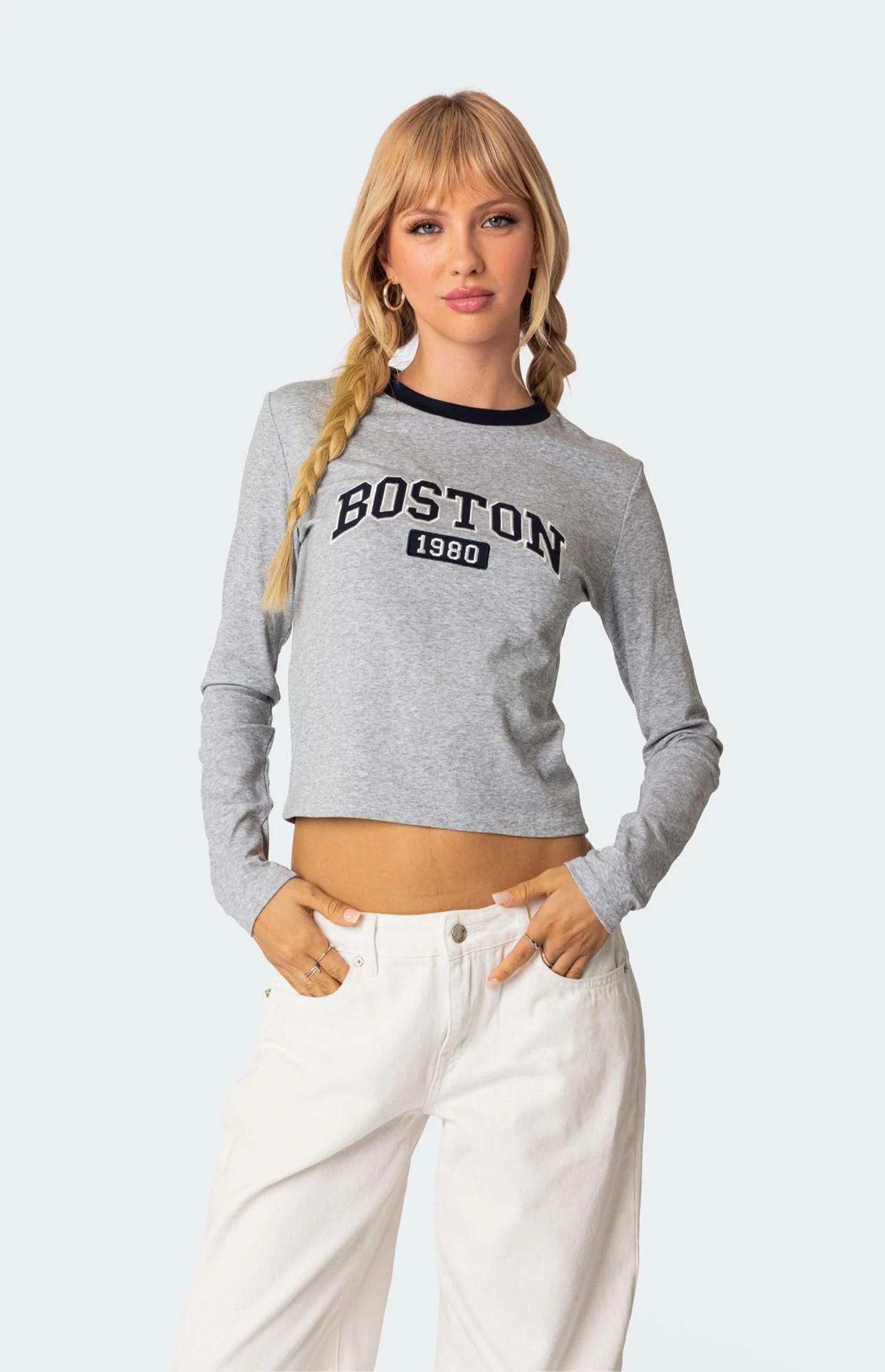 Edikted Women's Boston Long Sleeve T-Shirt in Gray - Size Large | PacSun