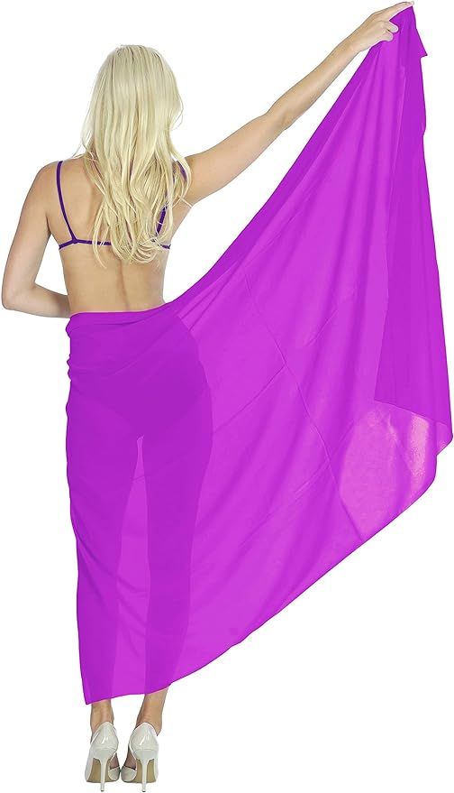 LA LEELA Women's Beach Cover Up Bikini Sarong Swimsuit Wrap Skirts Full Long B | Amazon (US)