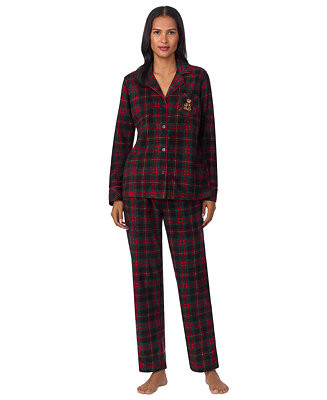 Lauren Ralph Lauren Women's Printed Notched-Collar Pajama Set - Macy's | Macy's