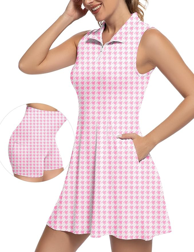 Womens Tennis Workout Golf Dress with Shorts 3 Pockets UPF 50+ Active Sport Athletic Pickleball O... | Amazon (US)