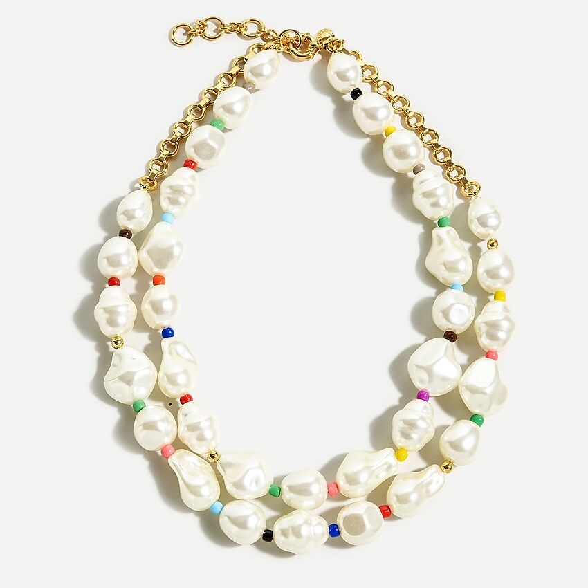 Rainbow pop pearl layered necklace | J.Crew US