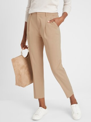 Pleated-Front Heathered Tapered Pant | Banana Republic Factory