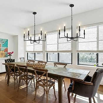 Black Chandelier Light Fixture 6-Light Chandelier for Dining Room Kitchen Chandeliers Over Table ... | Amazon (US)