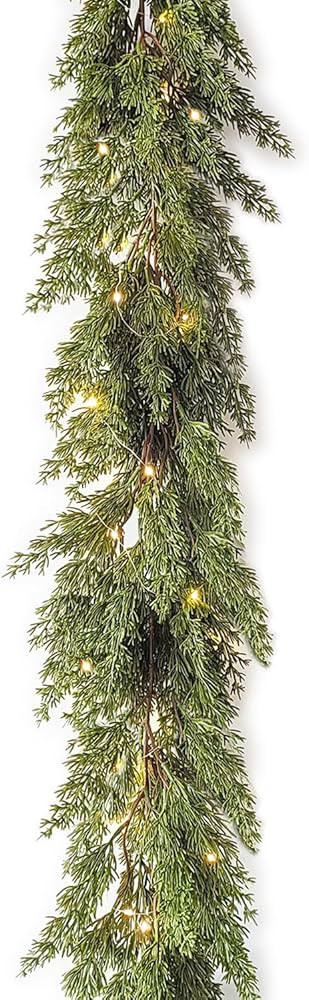 Christmas Garland with Warm White 50 LED Lights 6FT Greenery Garland Decorations for Winter Holid... | Amazon (US)