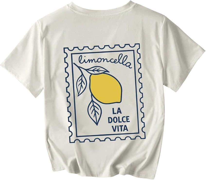SweatyRocks Women's Lemon Graphic Short Sleeve T Shirts Letter Print Round Neck Summer Casual Tee... | Amazon (US)
