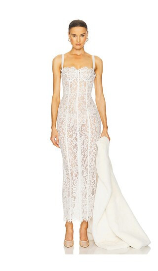 Helsa The Lace Column Dress in White. - size L | Revolve Clothing (Global)