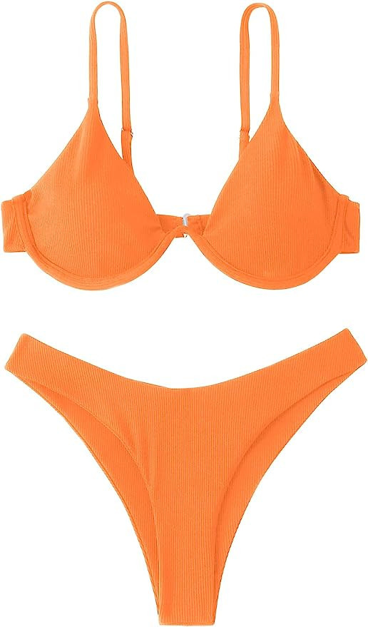 Verdusa Women's 2 Piece Triangle Bikini High Cut Bathing Suit Swimsuit | Amazon (US)