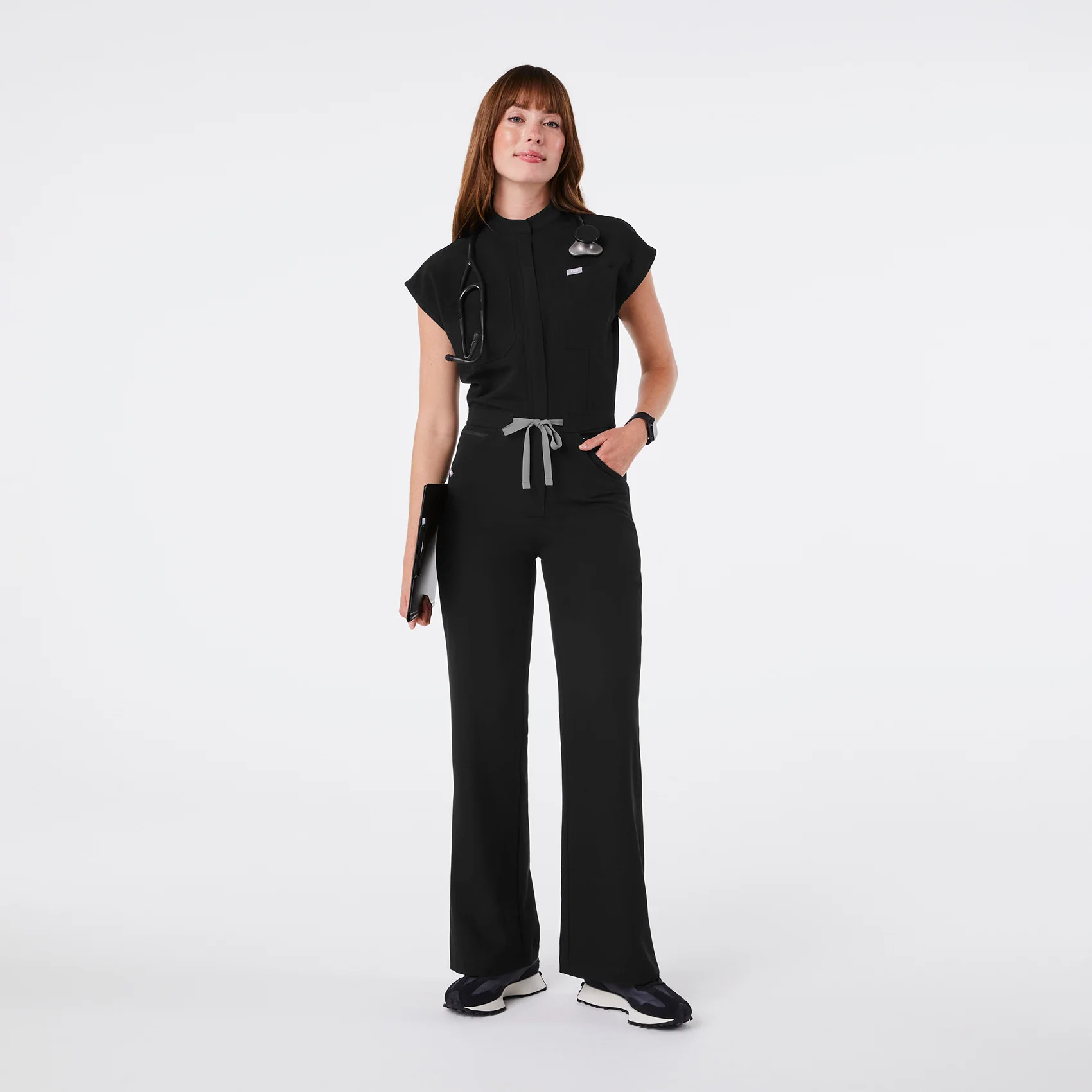Women’s Rafaela Cargo Wide Leg ScrubJumpsuit™ - Black · FIGS | FIGS