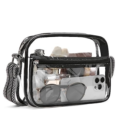 BOSTANTEN Clear Bag for Women Stadium Approved Clear Bags Small Crossbody Purse Trendy for Concerts Sports Events Black | Amazon (US)