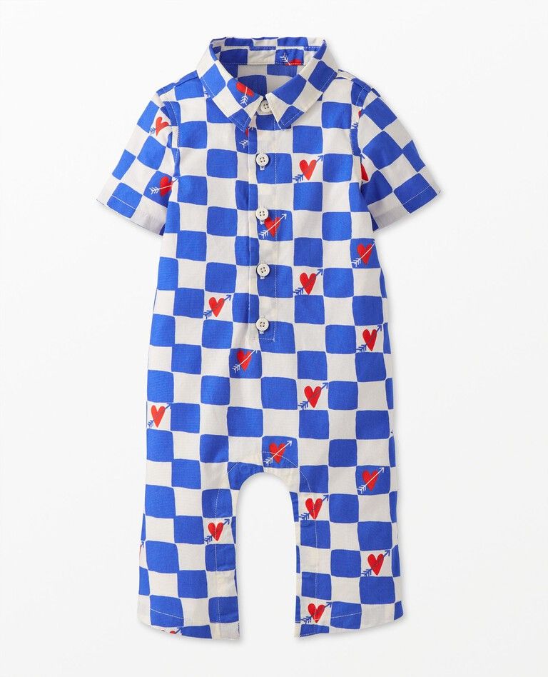 Baby Valentines Print Woven Romper | Hanna Andersson