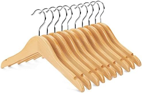 Amazon.com: Nature Smile Kids Baby Children Toddler Wooden Shirt Coat Hangers with Notches and An... | Amazon (US)