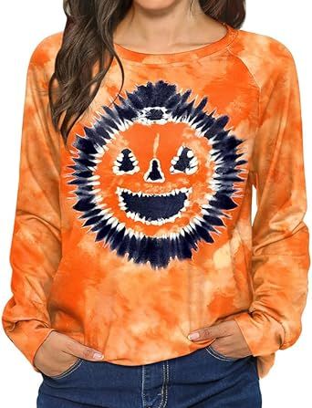 For G and PL Women Halloween Sweatshirt Long Sleeve Crewneck Pumpkin Pullover Top | Amazon (US)