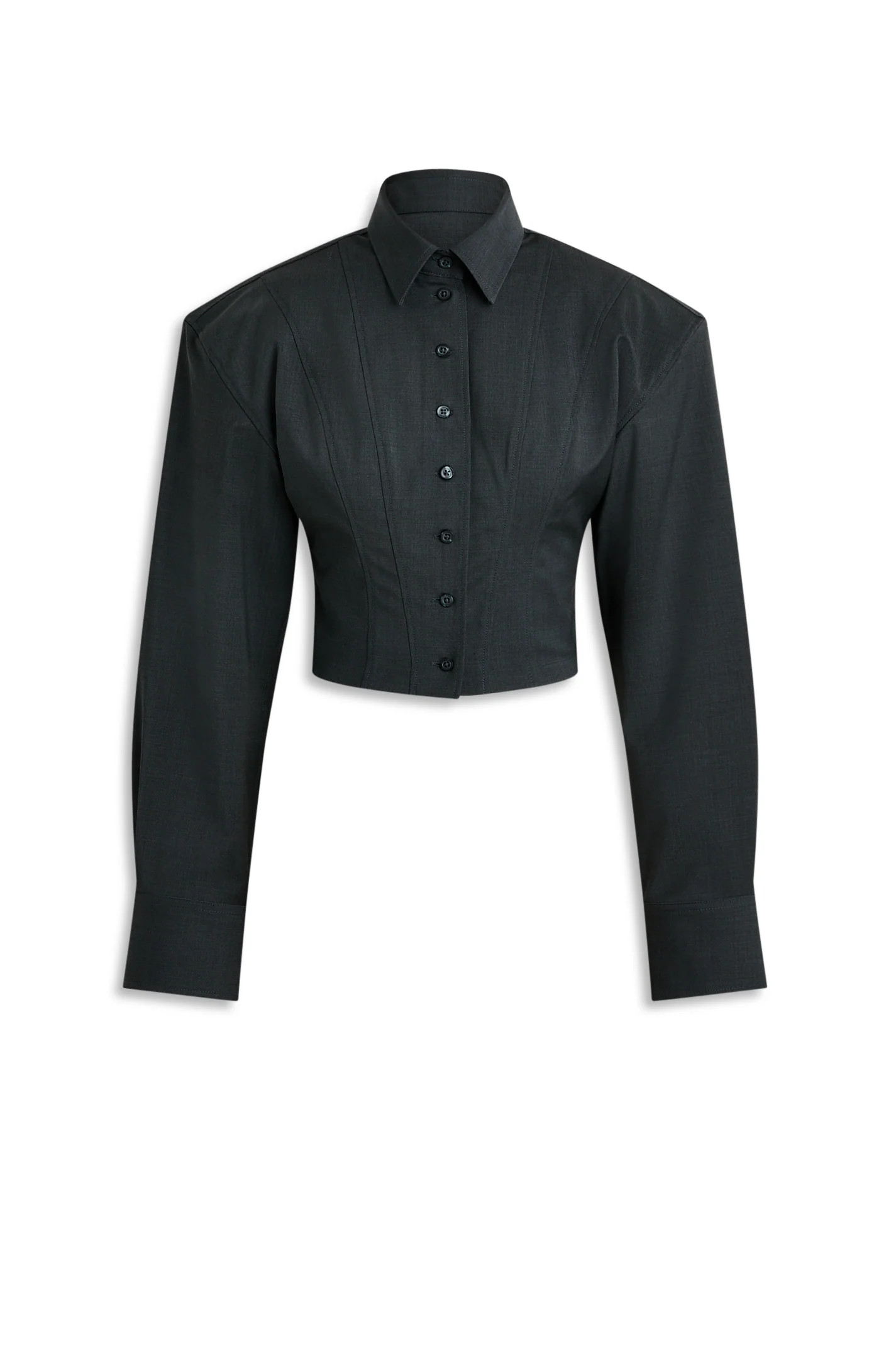 SOFT TAILORED CROPPED SHIRT - CHARCOAL - Scanlan Theodore | Scanlan Theodore