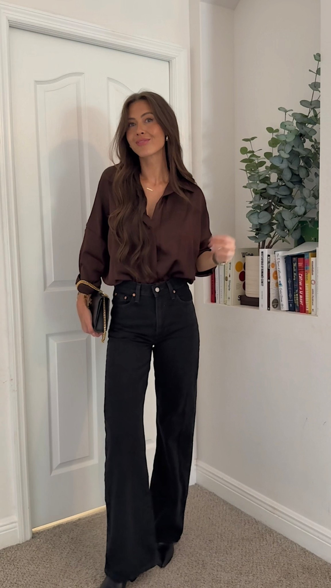 This satin brown top is actually a bodysuit from Micas! And I am obsessed 🤩 

#LTKStyleTip #LTKFindsUnder100 #LTKSeasonal