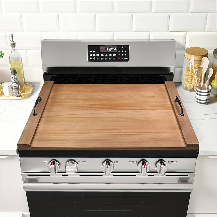 GASHELL Electric Stove Top Cover for Gas Stove with Handles, Wood Noodle Board(Pine Wood) | Amazon (US)
