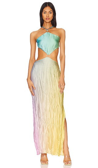 Kira High Neck Maxi Dress in Halo | Blue Dress | Yellow Dress | Purple Dress | Revolve Clothing (Global)