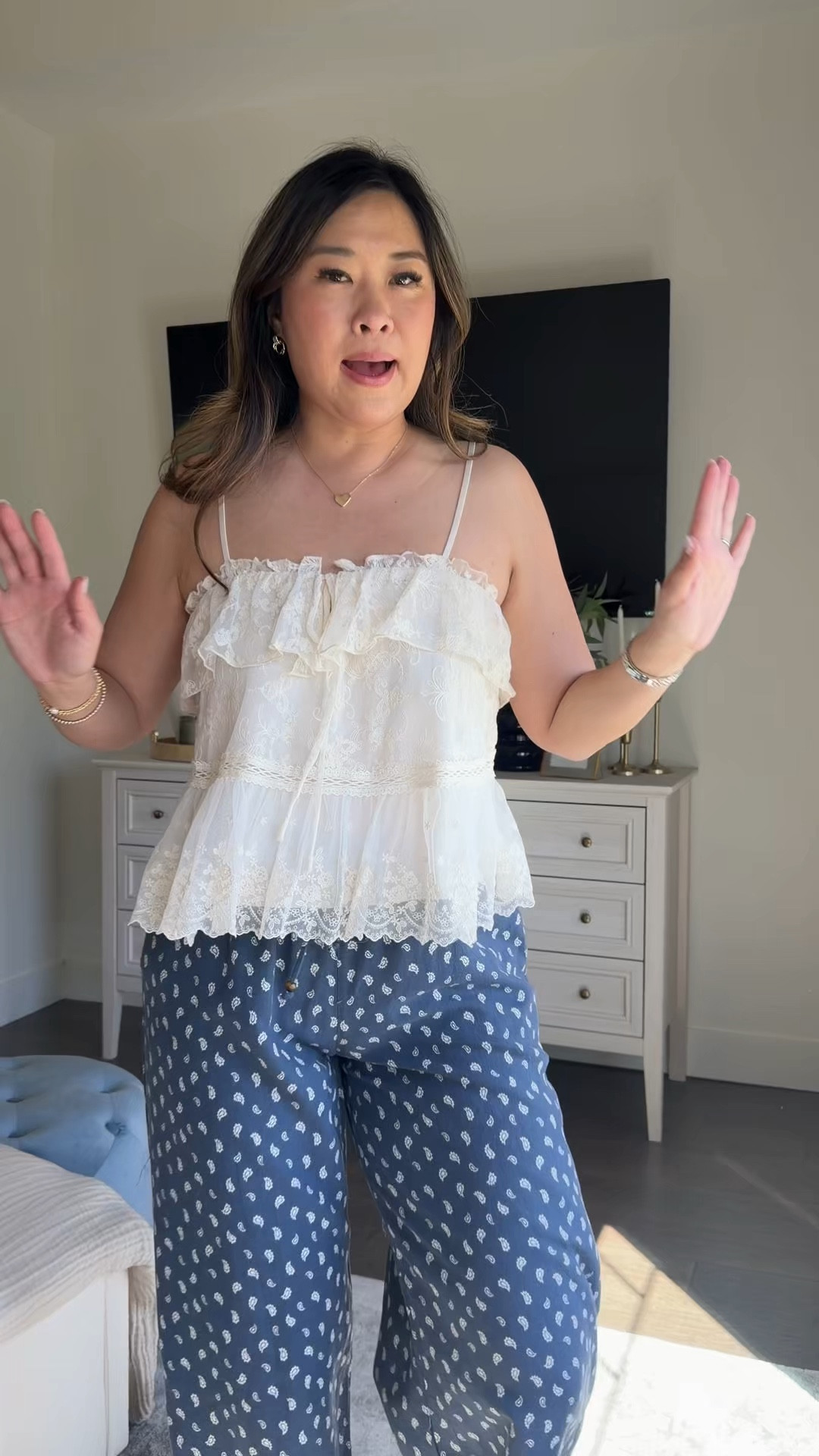Target Spring/Summer New Arrivals on a pear shaped mid sized body
@Target #ad
Lace Top: Small
Blue Pants: Small

#LTKootd #LTKOver40