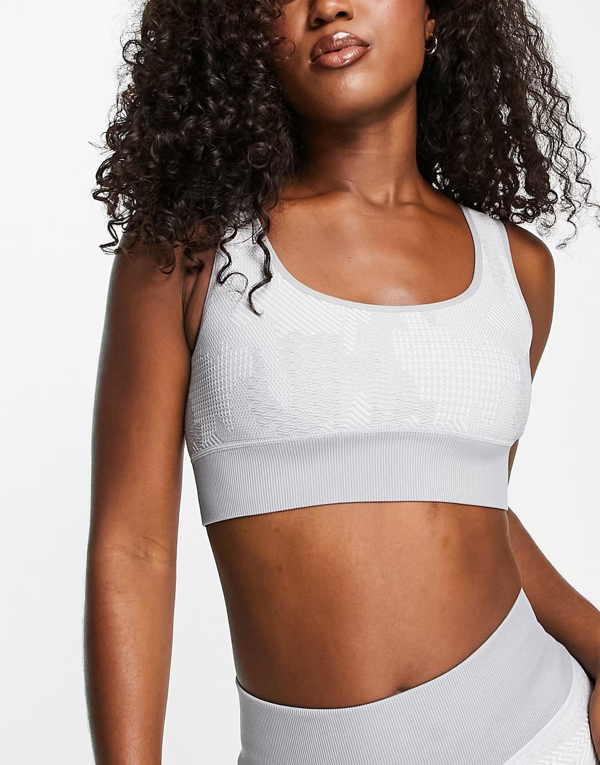 HIIT seamless crop tank in textured camo in gray | ASOS (Global)